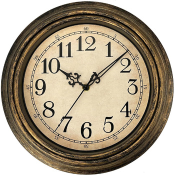 Настінний годинник Plumeet Classic 25см Тихий настінний ретро годинник без цокання для вітальні - спальні - на батарейках (ретро)