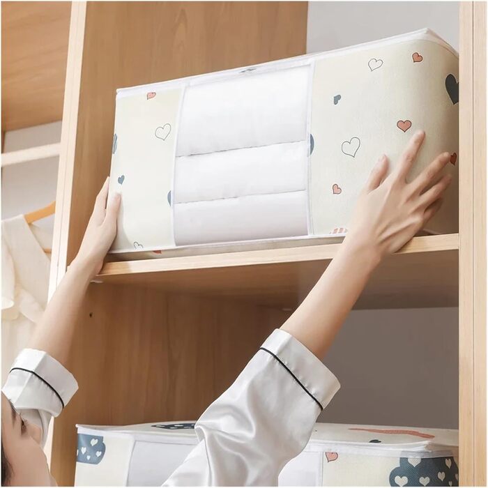 Органайзер для одягу з 3 предметів, сумка для зберігання ковдр та одягу, водонепроникний, органайзер для гардеробу, складаний, велика місткість, для ковдр (2 шт. синього кольору)