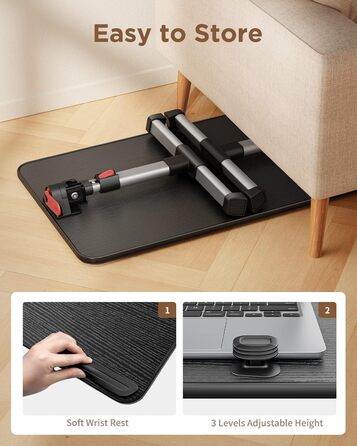 Приліжковий столик SAIJI з регульованою висотою та 4 регульованими кутами, складний накладний столик для дивана, кушетки, підлоги, роботи, навчання, читання, письма, їжі, підходить для ноутбука до 17 дюймів (60 * 33 см, чорний) чорний 23,6 * 13 дюймів