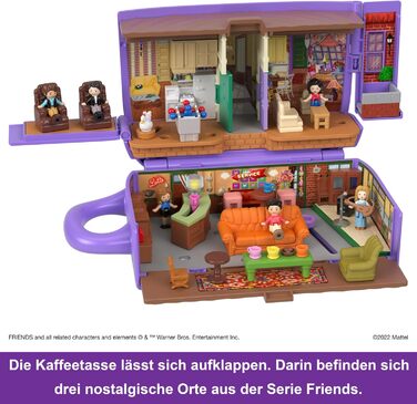 Коробка Polly Pocket Friends - кавова чашка Central Perk, 6 головних героїв, 9 аксесуарів, 3 локації Friends, преміальна упаковка,