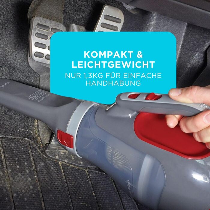 Автомобільний пилосос BlackDecker 12V з насадкою-щіткою, адаптером для підключення до прикурювача, кабелем 5 м, ADV1200