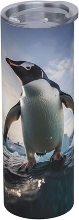 Кухоль з прямою трубочкою, пінгвіни, принт, дорожній кухоль, підходить для кемпінгу, офісу та дому, 590 мл