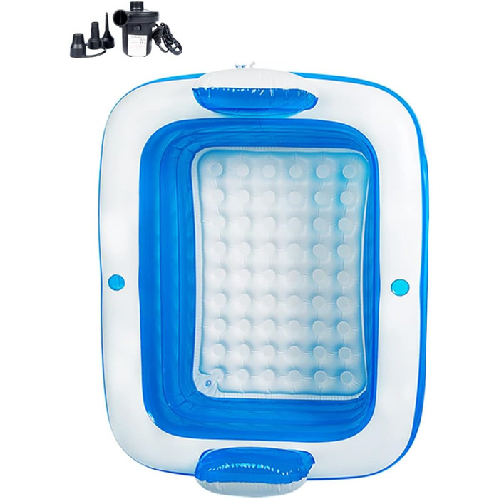 Надувний басейн, складна надувна ванна для дорослих, гідромасажна ванна для вулиці, дитячий басейн для балкону та саду, прямокутний басейн з великою спинкою, сидінням та тримачем для напоїв