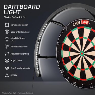 Світлодіодне освітлення мішень для дартсу CyeeLife, система світлодіодного освітлення мішень для дартсу, підсвічування мішень для дартсу надійно кріпиться до всіх мішень для дартсу, підсвічування мішень для дартсу, легке встановлення, чорний колір, 270