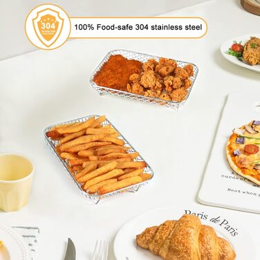 Стійка для фритюрниці BYKITCHEN для подвійного кошика Ninja, 3 шари, аксесуари для аерофритюрниці Ninja AF300EU,304 Стійка для фритюрниці з нержавіючої сталі для фритюрниць Tower/Innsky/Develogy з подвійною шухлядою