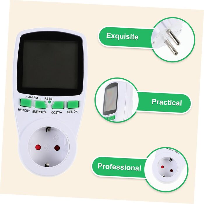 Вимірювальна розетка розетка тестер амперметр енергозберігаюча розетка енергозберігаюча розетка прилади для вимірювання енергії лічильник електроенергії монітор споживання електроенергії монітор вилка пластик