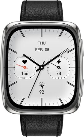 Розумний годинник Amazfit Active 2 з 1,75-дюймовим AMOLED-дисплеєм, офлайн-картами з GPS, 10-денним автономним часом, понад 160 спортивними режимами, водонепроникністю, відстеженням серцевого ритму та сну для Android та iPhone, чорним шкіряним квадратним 