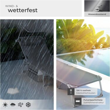 Складаний портативний шезлонг з бічною кишенею, пляжний шезлонг, садовий шезлонг з навісом, крісло-відкидний крісло з регульованою спинкою, включаючи підголівник - для балкону, тераси, кемпінгу - сірий