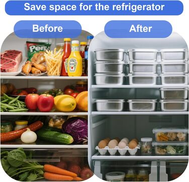 Контейнерів для зберігання продуктів з кришками, харчова сталь, багаторазові та штабельовані, контейнери для нарізок для холодильника, кухонні контейнери для сиру, фруктів, салатів, 6