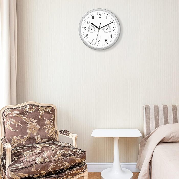 Настінний годинник Foxtop з індикатором температури і вологості Сучасний без цокання Безшумний годинник для кухні вітальні ванної