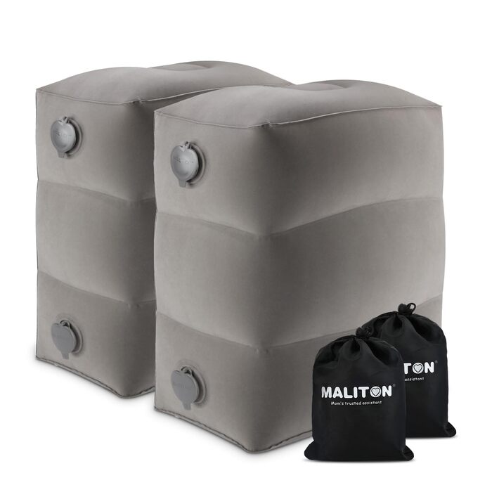 Підставка для ніг Maliton Airplane, надувна подушка для ніг для подорожей, автомобіля, дому та офісу, регульоване по висоті дитяче ліжко-розкладачка, для сну під час тривалих перельотів (сіра, 2 шт.) сіра 2 шт.