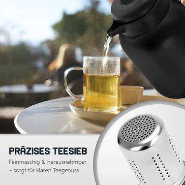 Термос VETIN з чаєм-інфузером 1,5 л, ізольована колба з двостінної нержавіючої сталі 316, термочайник з вставкою для інфузера, термокавник зберігає напої гарячими протягом 10 годин/холодними протягом 16 годин (без дисплея температури)