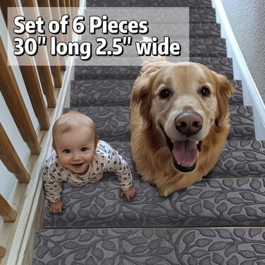 Килимки для сходів Aucuda, 6 шт. , сіре листя