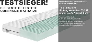 Матрац Traumnacht Comfort 7-Zone 2-в-1 Duo Cold Foam, переможець тесту Stiftung Warentest 03/2021, сертифікований ko-Tex, 140 x 200 см, розроблений у Німеччині