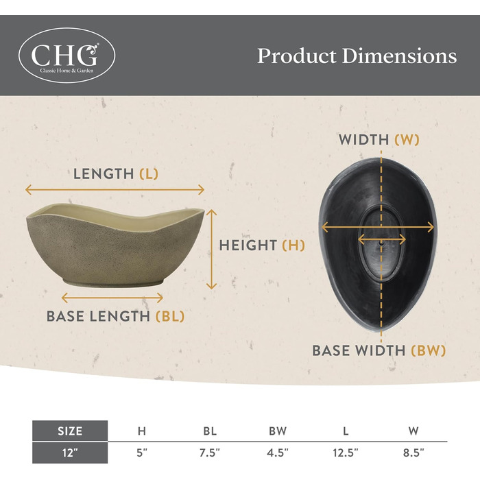 Класичний лоток для рослин Arc Unique Home and Garden з дренажною пробкою, стійкий до ультрафіолету, неглибокий кашпо, сучасний горщик для трав (30,5 см, глина Georgia Clay)