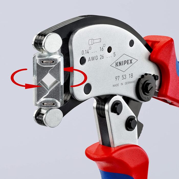 Саморегульовані обтискні кліщі KNIPEX Twistor16 для квадратного обтиску, 97 53 18 SB