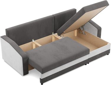 Кутовий диван з функцією сну та ящиком для зберігання Orion, Універсальний кутовий диван, L-подібний диван (ШxГxВ) 231 x 140 x 85 см, диван для вітальні, кутовий диван, сірий білий (Micro 27 Micro 31)