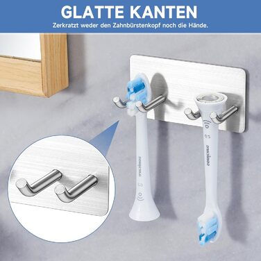 Тримач для зубної щітки YYBO Настінний тримач для зубної щітки Тримач для електричної зубної щітки Тримач головки щітки з нержавіючої сталі, Тримач для електричної зубної щітки без свердління, Багатофункціональний гачок для ванної кімнати
