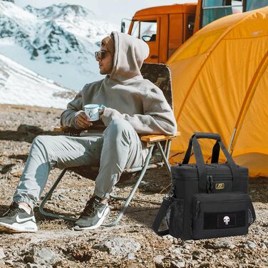 Тактична сумка для ланчу для чоловіків, утеплена та герметична сумка для ланчу з системою MOLLE, велика сумка-холодильник для дорослих, жінок та чоловіків регульована, ідеально підходить для роботи, пікніків, риболовлі та офісу, чорна