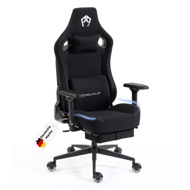 Ергономічне ігрове крісло PixelPilot з 4D підлокітниками, підставкою для ніг, опорою для голови та попереку, ігрове ПК-крісло широке сидіння Офісне крісло вантажопідйомність 150 кг (Orion, тканина) Тканина Orion