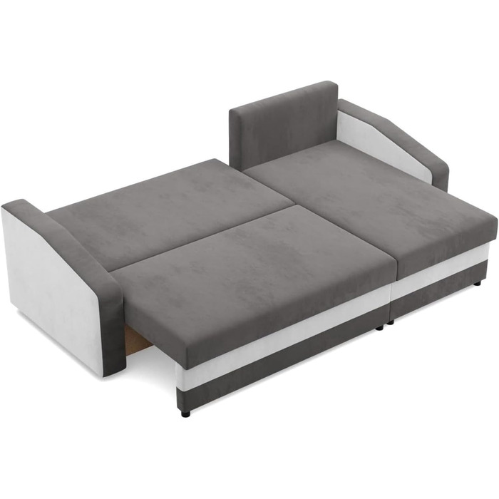 Кутовий диван з функцією сну та ящиком для зберігання Orion, Універсальний кутовий диван, L-подібний диван (ШxГxВ) 231 x 140 x 85 см, диван для вітальні, кутовий диван, сірий білий (Micro 27 Micro 31)