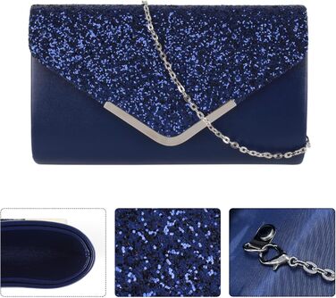 Жіноча блискуча клатч-елегантна вечірня сумка блискуча сумка-конверт зі стразами сумка під пахви з ланцюжком для весілля випускного вечірки шкіряна синя