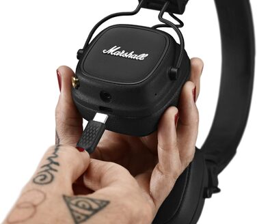 Навушники Marshall Major IV On Ear Bluetooth, бездротові навушники, складні, 80 годин бездротової роботи від акумулятора - чорний