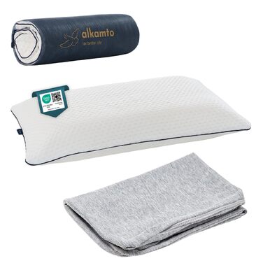 Подушка alkamto з піни з ефектом пам&39яті 70x45 см Ергономічна подушка для підтримки шиї Сертифіковано Oeko-Tex Терморегулюючий чохол Гіпоалергенна та придатна для прання Для сну на спині та на боці