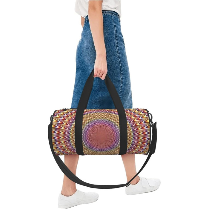 Спортивна сумка, дорожня сумка, спіральний візерунок, оптична ілюзія, з принтом, сумка на нічліг, чорна, універсальний розмір, сумка для подорожей