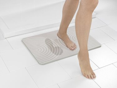 Килимок для ванної WENKO Модель Наска, виготовлений з натурального діатоміту, нековзний, водопоглинаючий та швидковисихаючий, 60 x 1 x 39 см, сіро-бежевий Наска