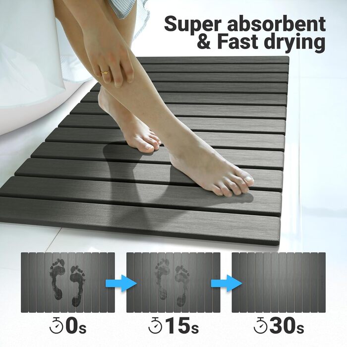 Килимок для душу Minisism у рулоні 60 40 см з діатоміту швидковисихаючий килимок для ванної кімнати діатомітовий камінь, темно-сірий