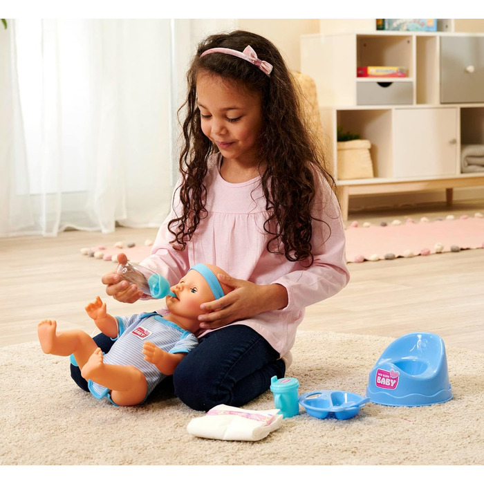 Повна вінілова лялька зі сплячими очима, функцією пиття та вологості та аксесуарами, 8 частин, 43 см, Baby Doll, від 3 років, 1050