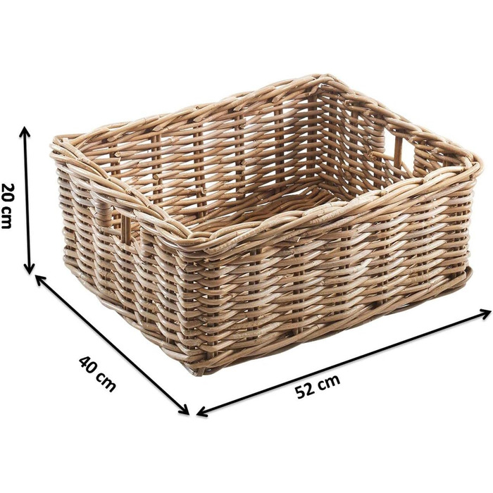 Кошик Kobolo з ротанга, полиця для зберігання - квадратний - ротанг - кубу сірий - великий - 52x40x20 см