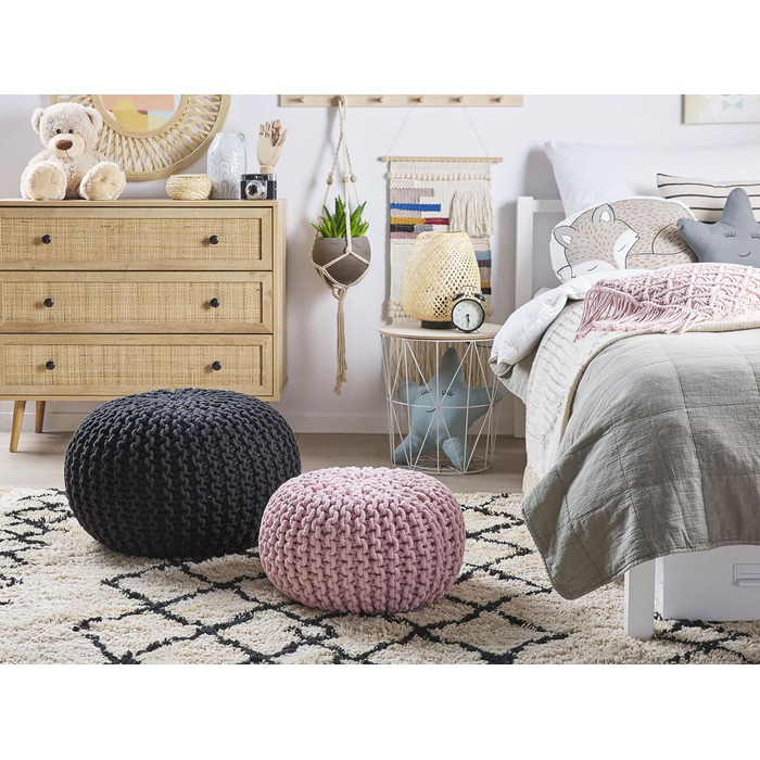 Модний пуф Beliani з рожевої бавовни 40x25 см Conrad