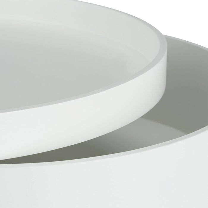 Круглий журнальний столик Relaxdays, скандинавський дизайн, стиль 70-х років, тумбочка біля ліжка з підносом та відділенням для зберігання, ВxШxГ 50x38x38 см, білий, одинарний