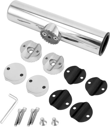 Тримачі для вудок QWORK, 2 шт., поворотні на 360 - нержавіюча сталь 304 - кріпляться до рейок 1925 мм - для риболовлі на човнах та яхтах