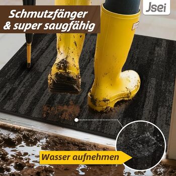 Килимок для внутрішніх приміщень JSEI 50x80 см, нековзний килимок для дверей, який можна прати в пральній машині, водонепроникний килимок для дверей, нековзний килимок для собак, що вловлює бруд, вхід, передні двері та коридор, темно-сірий 50 x 80 см