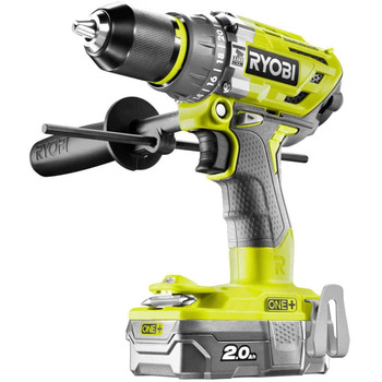 Акумуляторний ударний дриль Ryobi (18 В, функція ударного свердління, з 2-ма акумуляторами 2,0 Ач, швидкозатискний патрон) R18PD7-