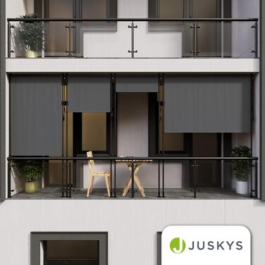 Вертикальний тент Juskys Barbados 200x310 см - Всепогодний ширма для балкону - Розсувний бічний тент без свердління для саду та балкону - Сірий 200 x 310 см