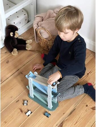 Невелика пішохідна гоночна траса в каскадному стилі з дерева, з чотирма дерев&39яними автомобілями, для дітей від 3 років, 11651,