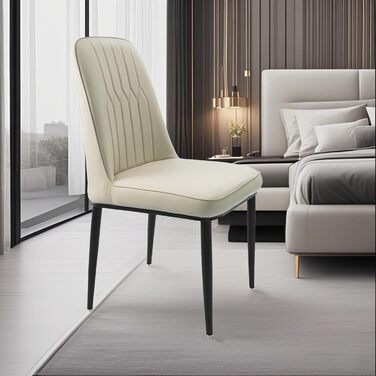 Обідні стільці, комплект з 2 шт. з оббивкою зі штучної шкіри, ергономічне крісло для їдальні, висока спинка, зручне м&39яке крісло, сучасне кухонне крісло, білий колір