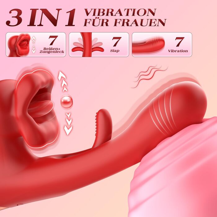 Вібрація для жінок, вібратор-фалоімітатор, секс-іграшка для жінок із 7 режимами облизування язика, 7 режимів вібрації, 7 режимів штовхання, вібратор для точки G зі стимулятором клітора, набори вібраторів для жінок