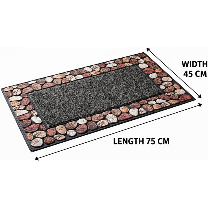 Килимок під камінь нековзний, брудовідштовхувальний, стійкий до атмосферних впливів міцний килимок для зовнішнього використання, що вловлює бруд, 75 x 45 см для вхідних дверей та входу