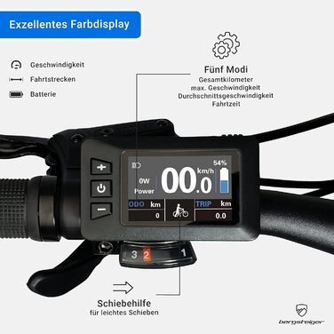 Електровелосипед Bergsteiger Cannock 26/27,5/29 дюймів з двигуном 250 Вт, гідравлічними гальмами, алюмінієвий гірський електровелосипед для чоловіків та жінок, кольоровий дисплей, електричний велосипед з 24-швидкісними передачами, колеса 27,5 дюймів акуму