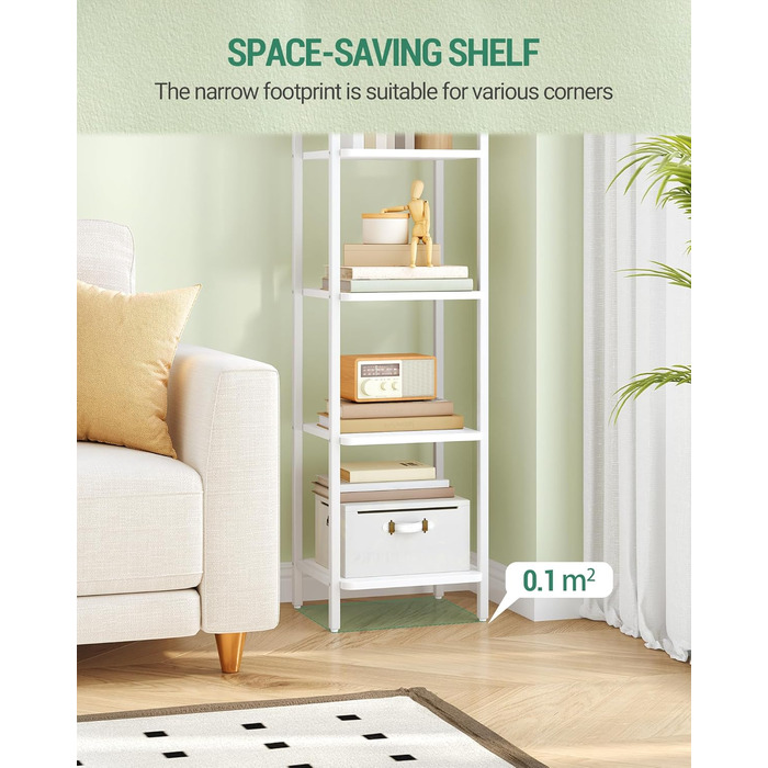 Полиця Hzuaneri, книжкова шафа, стояча полиця, вузька полиця з 6 полицями, вузька офісна полиця, кутова полиця для офісу, вітальні, спальні, кухні, 30 x 33 x 166 см, білий BC24613W 30 x 33 x 166 см білий