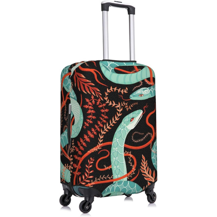 Чохол для валізи Змія та квіти - еластичний захист від подряпин та пилу, чорний, розмір 80