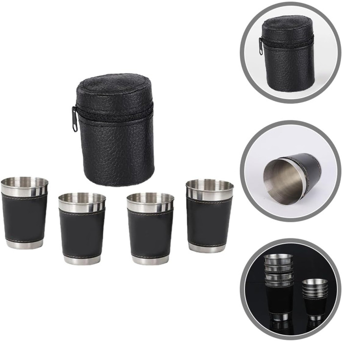 Маленькі чарки з нержавіючої сталі об&39ємом 70 мл з футляром для перенесення, портативні келихи для вина в поході, ударостійкі металеві чашки для подорожей на природі та пікніків