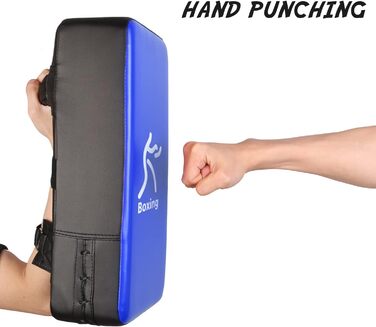 Набір накладок на руки Odoland 2-в-1 з PU-накладками для боксерської груші, боксу, кікбоксингу, тренувань з боксу, бойових мистецтв, тайського кікбоксингу, синього кольору