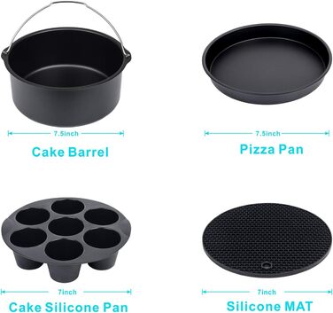 Аксесуари для фритюрниці, аксесуари для фритюрниці 8 дюймів 10 шт. для COSORI/PRINSES/INNSKY/PROSCENIC/PHILIPS/NINJA/GOWISE і всі фритюрниці 4.7 л, 5.5 л, 6.2 л, 6.4 л, 7.3 л