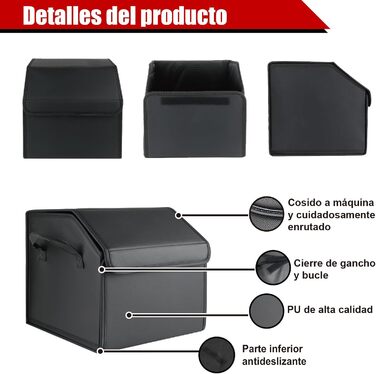 Складаний органайзер для багажника з PU-шкіри багатофункціональний контейнер для автомобіля, позашляховика та пікапа велика місткість нековзна основа водонепроникний (PU)